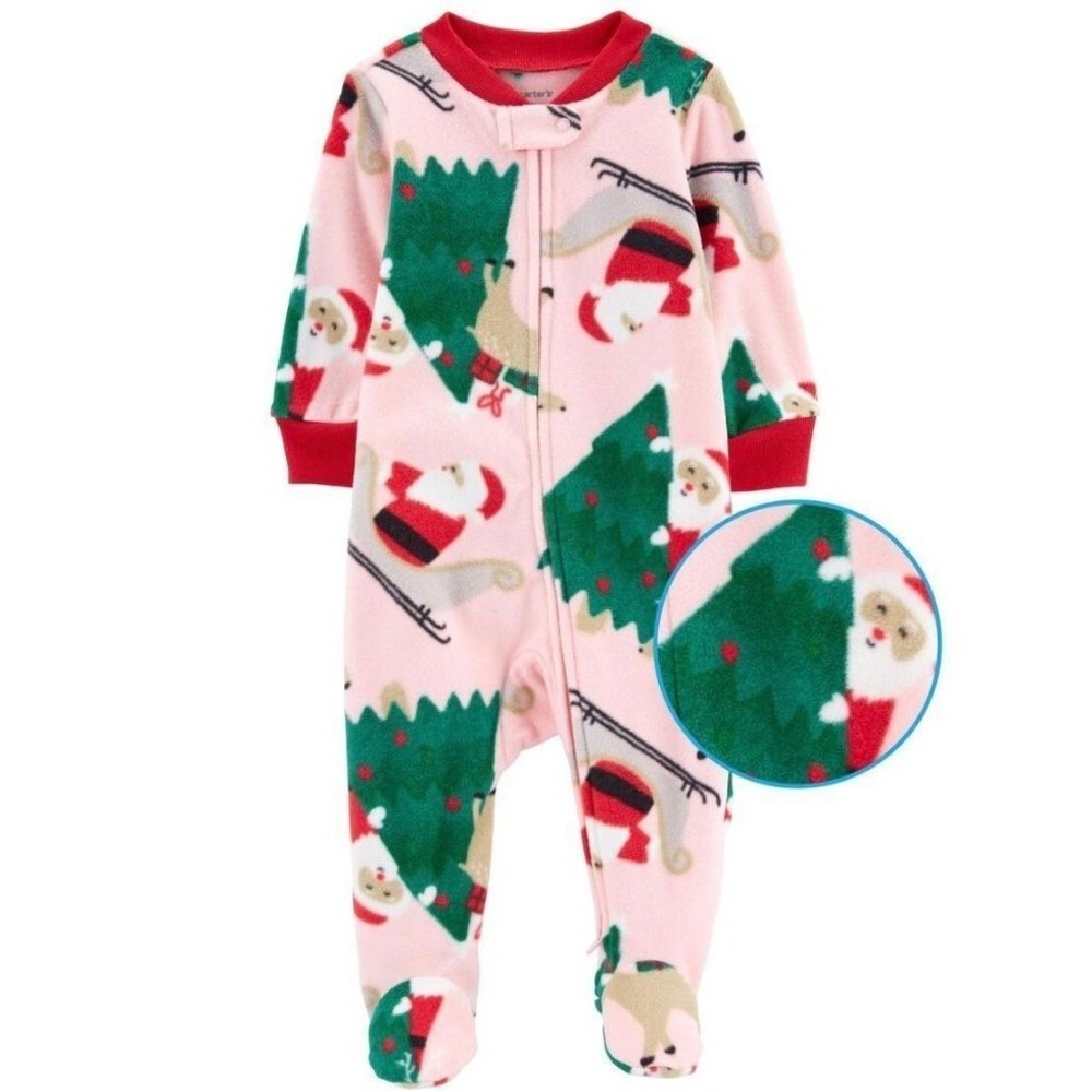 NWT Baby Santa Fleece Zip Up Sleep and Play Newborn